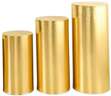 SMELEYOU DekosäUle Zylinderabdeckungen für Partys 3pcs elastischer Zylinderständer goldene Metallzylinder Podest Ständer BlumenstäNder Gold für Babyshower Party Requisite Hochzeitsdekor Style2