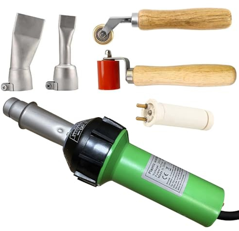 Beyondlife Hot Air Plastic Welder Welding Gun Plastic Repair Welder Kit, 2 Flat Welding Nozzles, 40mm Silicone Seam Roller + Brass Seam Roller, UK Plug