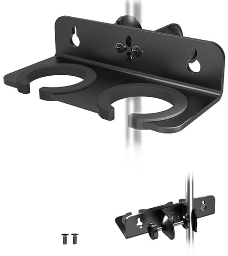 Multi Microphone Holder Holds Up to 2 Mics, Ideal Mics Holder for Stage Organization and Display, with 3/8-16 Threaded Adapter, Aluminum, Black