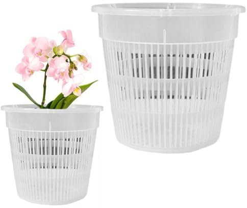 Orchid pot Clear, Transparent Plastic Nursery Pots with Holes for Repotting (11cm)
