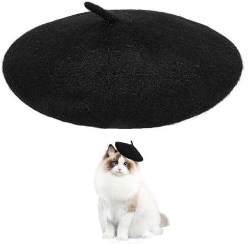 GORGECRAFT Katze Baskenmütze Hund Beanie Stirnband Wolle Haustier Welpen Französische Künstler Beanie Baskenmütze Mini Caps Kleine Hunde Kopfbedeckung Dekor Kostüm Haarschmuck für Party Cosplay