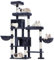 Hey-brother Arbre à Chat XXL pour Grands Chats, 180 cm de Haut, Stable, élargi à Droite, avec 3 Plateformes Confortables, 3 Grandes niches et 2 paniers pour Chat, Gris fumé EMPJ038G