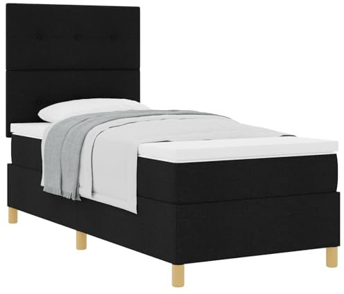 vidaXL modernes schwarzes Stoffbettgestell mit verstellbaren Armlehnen, fleckenresistent, kompakt für Erwachsene, perfekt für Schlafzimmer, 90 x 200 cm, tolles platzsparendes Design, rechteckig