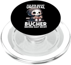 Nicht Unsozial Lustiger Bücher Sensenmann Spruch PopSockets PopGrip für MagSafe