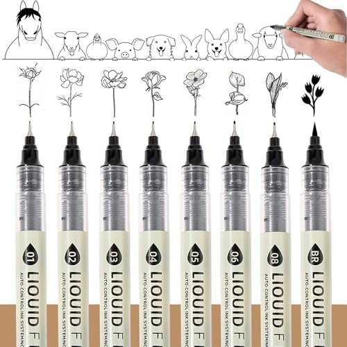 Nurila Kalligraphie Stifte, 8 Größen Schwarz Handlettering Stifte Kalligraphie Set, Calligraphy Pen Set Für Anfänger übung Lettering Unterschrift Schreiben Brush Pen Schwarz DIY-Kreation, Geschenke