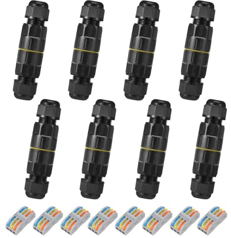8 Pcs Kabelverbinder Wasserdicht 5 polig IP68 Verbindungsmuffe Erdkabel Verbindungsbox Erdkabel Muffe Kabelverbindung Kabelsteckverbinder für Erdkabel Ø4-14mm Verbindungsmuffe TÜV geprüfte
