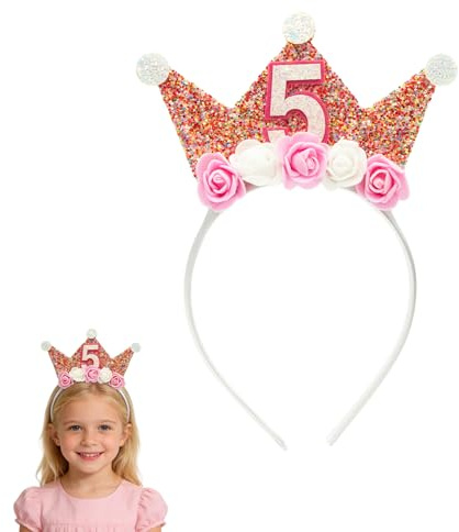 ALLY-MAGIC 5 Jahre Partyspielzeug, Krone, Geburtstag, Mädchen, Geburtstagsdekoration, Prinzessin, Perfekt für Kindergeburtstage, Prinzessin Party E24-5SHGFG