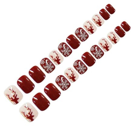 LALADEFIEE 72stücke Weihnachtliche Künstliche Fingernägel Vollständige Abdeckung Nagelaufkleber für Festtags Maniküre-dekoration Künstliche Nägel für Frauen und Mädchen