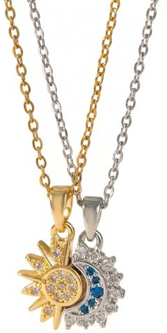CHAOTEMAI 2 Stück Freundschaftskette Kette Personalisiert Bff ketten für 2 | Schmuck Kette Damen Partner Geschenke für Beste Freundinnen Paare Schwestern Geburtstage Valentinstag