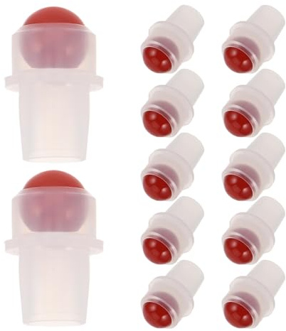 TOPPERFUN 12 Stück Rolle On Flaschenaufsätze aus Rotem Jaderollverschluss Nachfüllbar Auslaufsicher für Ätherische Öle und Aromatherapie Tragbarer Ölroller für Parfüm und Massage