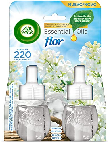 Air Wick Eléctrico - Recambio de ambientador automático eléctrico, Aroma a Ropa Limpia Flor - 2 x 19ml, El embalaje puede variar