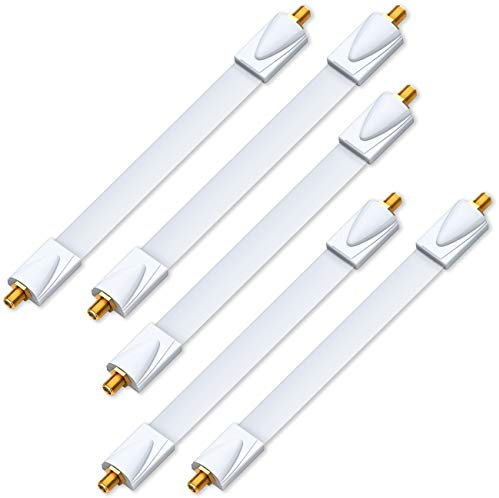 deleyCON 5x Fensterdurchführungen SAT Kabel 17cm Flexibel 26cm Länge Kupplung Fenster & Türen Vergoldet Extrem Flach Geschirmt Klebepads - Weiß