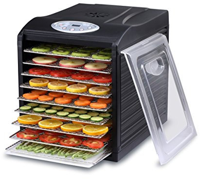 Samson Silent 9 Stainless Steel Tray Dehydrator with Digital Timer and Temperature Control for Fruit, Vegetables, Beef Jerky, Herbs, Dog Treats, Fruit Leathers and More