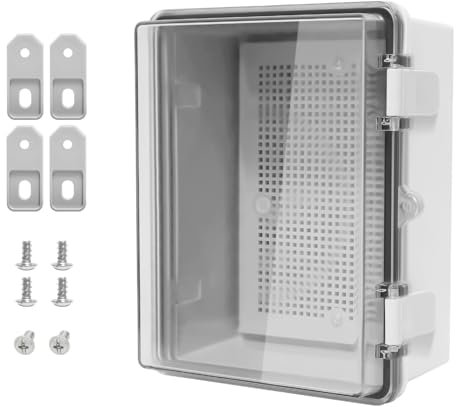 LMioEtool Abzweigdose aus ABS-Kunststoff, staubdicht, wasserdicht, IP65, klappbar, universal, elektrisch, Projekt-Gehäuse, grau, mit PC transparent/durchsichtiger Abdeckung 8.7x6.7x4.3