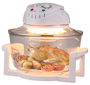 Upgraded Halogen Oven, 1300W 12L Air Fryer, Automatic Power Off Function at Handle Position, 60 Minute Timer and Adjustable Temperature Dial, Including Safe High Temperature Base