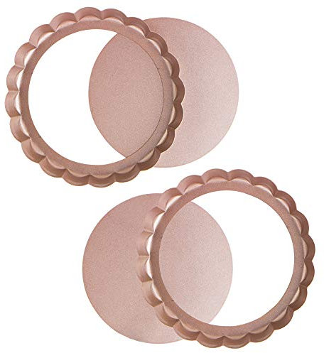 webake 15cm Stampo Crostata con Padelle Antiaderenti Teglia per Crostata in Crosta con Base Sciolta Base di Sollevamento Rivestimento Antiaderente - Set da 2