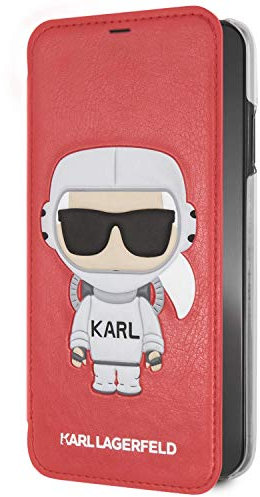 Karl Lagerfeld KLFLBKPXKSCORE Hülle für iPhone X/ XS Bookcase rot Karl Space Cosmonaut