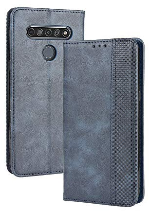 DEDUX Flip Hülle kompatibel mit LG K41S/K51S, Retro Leder Brieftasche Abdeckung Magnetverschluss Folio Ständer Kartensteckplätze Handyhülle, Blau