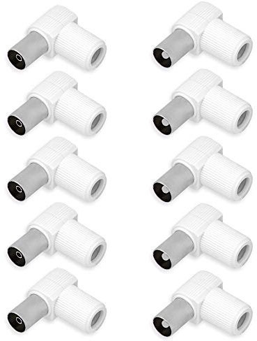 Elektronik-Technik Lot de 5 fiches coudées 5 prises coudées pour TV Fiche d'antenne femelle Câble coaxial