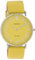 Oozoo Flache Vintage Damenuhr mit Lederband und glänzenden Elementen im Ziffernblatt 40 mm, C20128 - Gelb/Gelb, Riemen