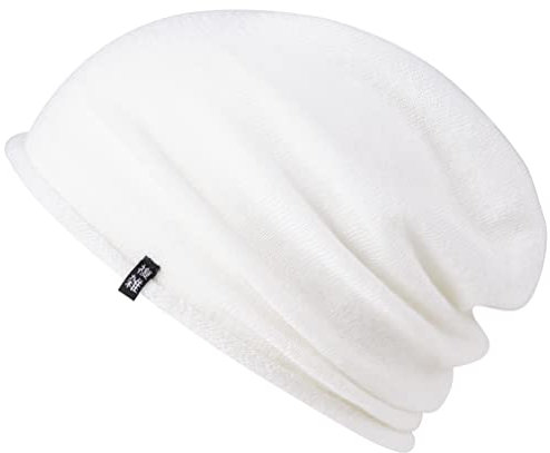 Enter the Complex® Leichte Merino Mütze, Einlagig Gestrickte Slouch Beanie, 100% Merino Wolle, Damen und Herren, Weiß