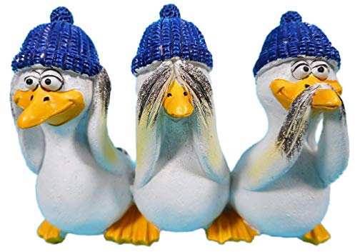 Gross 3er Set Möwen Nichts hören sehen Sagen 10 x 8 x 5 cm AFFE Figur Deko GCG 8903310