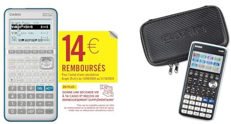 GRAPH35+EII et Étui de Protection pour Calculatrice Graphique Casio