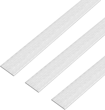Alberts 499488 Flachstange | selbstklebend | Aluminium, edelstahldesign, hell | 1000 x 25 x 2 mm | 3er Set