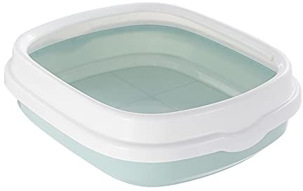 Bandeja grande para gatos y gatos, bandeja de arena grande para gatos, inodoro con tapa desmontable, revestimiento antiadherente para fácil limpieza, 40 x 33,5 x 12 cm
