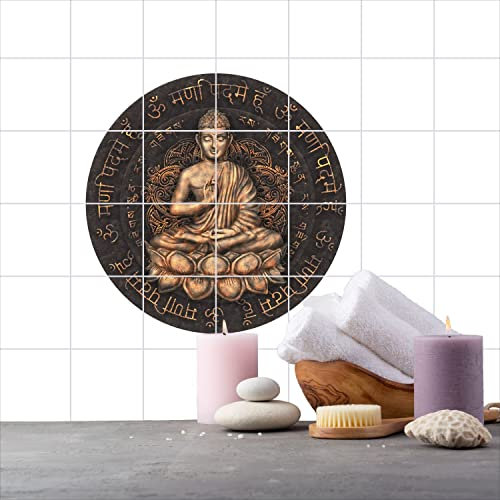 FoLIESEN Fliesenaufkleber - Deko-Bild für Bad, Küche, Badezimmer - Dekoration Fliesen-Bild selbstklebend - Buddha, Fliese - Bild (BxH):20x25 cm - 100x100 cm / 20-tlg.