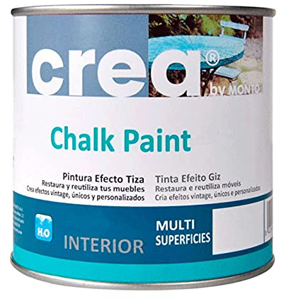 MONTÓ Pintura Mate al Agua para Crear Efectos Vintage o Envejecidos. Chalk Paint 500ml Gama Crea (Gris Cálido)