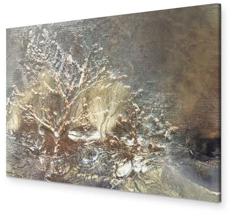 B&D XXL - Wandbilder XXL Abstrakt 120x80 cm Leinwandbild 1 tlg Kunstdruck modern Wandbilder XXL Wanddekoration Design Wand Bild - Textur 3D Effekt Baum wie gemalt a-A-0889-b-a