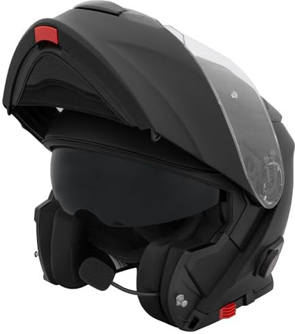 Zorax Matt Black M (57-58cm) Anti-Fog Visor Motorbike Flip up fitted with Blinc Bluetooth System Motorcycle Double Visor + Pinlock Lens ECE 2206