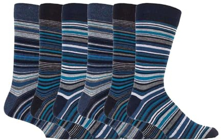 Sock Snob - Mens 6 pack colourful striped patterned luxury casual dress business cotton socks in 7 styles (6-11 UK, Leicester)