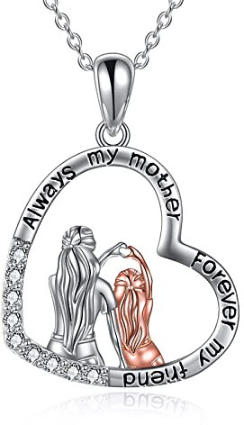 YAFEINI Mutter und Tochter Kette 925 Sterling Silber Mama Halskette Geburtstag Anhänger Muttertag Kette Schmuck Geschenke für Mama (Mutter und Tochter Halskette 4)