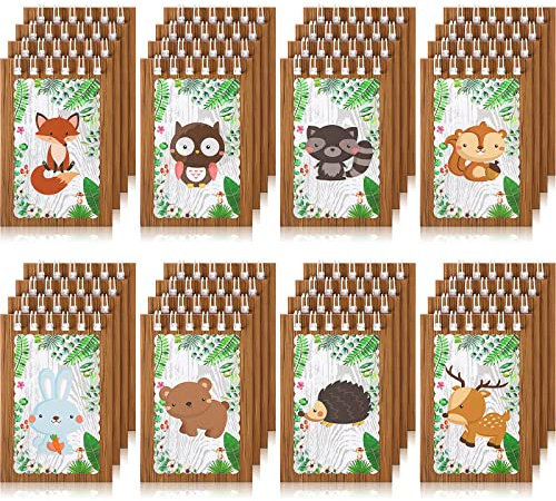 Clabby 32 Stück Mini Notizbücher für Kinder Wald Gastgeschenk, Waldtier Mini Notizblöcke Waldtier Spiralblock Eule Waschbär Eichhörnchen Kaninchen Dekoration für Kinder Klassenzimmer (Süß Stil)