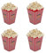 Secen London - Juego de recipientes de plástico reutilizables para palomitas de maíz para noche de cine, lavables en el lavavajillas, 100% libre de BPA, (4 cestas de palomitas de maíz), (rojo)