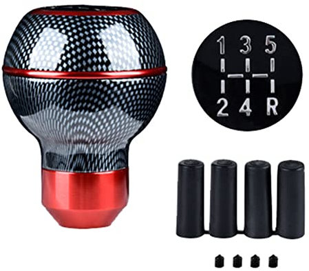 5 Gang Kugel Auto Schaltknauf, Universal Schaltknauf Holzkohlefasermuster Car Manual Schaltknöpfe Kunstleder Schaltknauf Schalthebel Handball Schaltknüppel Shifter Knob Schaltsteuerung