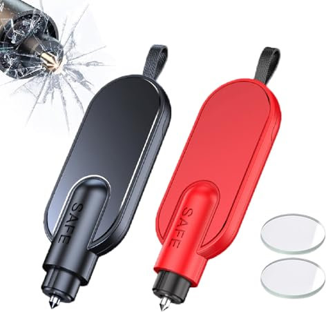 Yoaeyok 2 Stücke Auto Notfallhammer mit Gurtschneider, Mini Nothammer Sicherheitshammer Glasbrecher, Multifunktions-Mini-Auto-Notfallwerkzeug Rescue Tool für Auto, Bus