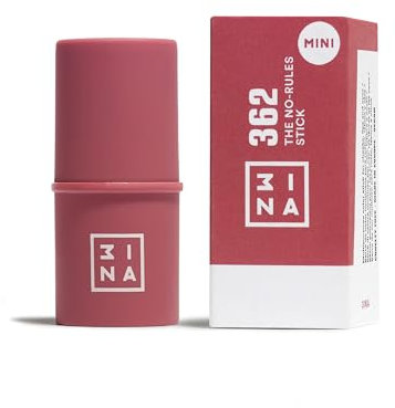 3INA MAKEUP - The No-Rules Stick 362 (mini) - Rosa - Blush Stick für Augen Lippen Wangen mit Hyaluronsäure - Cream Blusher für Natürliches und Leuchtendes Finish - Reisegröße - Vegan - Cruelty Free