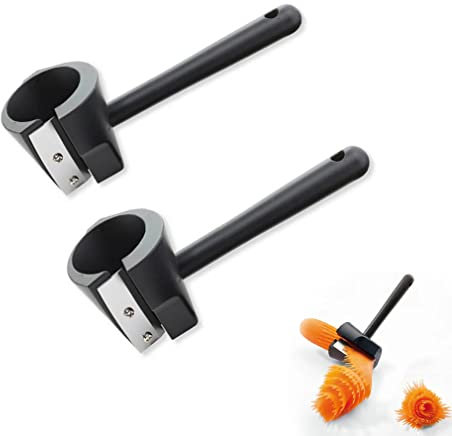 2Stück Spiralförmige Blumenwalze für Obst und Gemüse, Spiralschneider, Spiralschneider Hand,Gemüse Spiralschneider, Edelstahl Spiralschneider Hand Prägegerät für Kartoffeln, Gurke,Karotten