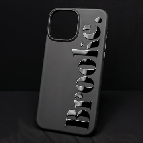 Personalised Gloss Name Silicon Black Matt Phone Case for iPhone Samsung Custom Monogram Embossed Gloss Print, iPhone 11 Pro Max