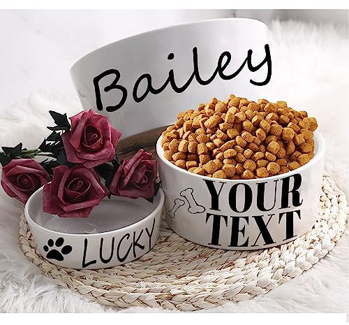 Hadefa Gamelle personnalisée pour chien - En céramique - Grande capacité - Résistante aux éclaboussures - Durable - Facile à nettoyer