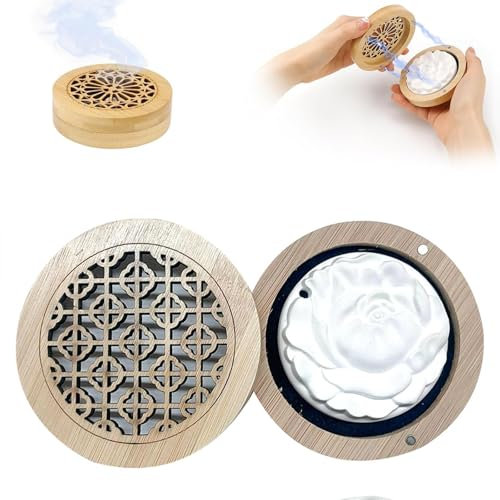 Diffuseur d'huile Essentielle Pierre Parfum Galet Diffuseur huiles essentielles Voiture Diffuseur huiles essentielles, Assainisseur d'air Salon Spa Yoga Chambre, avec Boîte à Parfum Bois de Bambou