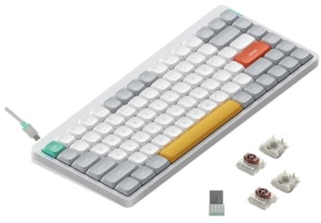 nuphy Air75 V2 Kabellose mechanische Tastatur, 84 Tasten RGB Hot-Swap Tastatur, unterstützt Bluetooth 5.1, 2.4G und kabelgebundener Verbindungc für PC/Laptop/Windows/Mac-White Gateron Brown Switch