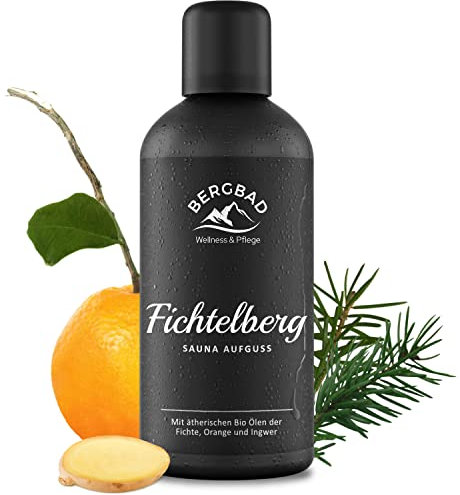 BERGBAD BIO-Saunaaufguss Fichte Orange & Ingwer 100ml FICHTELBERG - Natürlicher Sauna-Aufguss mit ätherischen BIO Ölen