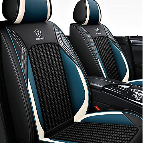 Awotzon Autositzbezug Für Dacia Sandero Stepway 5 Sitze Autositzbezüge Komplettset Allwetter Auto Sitzauflage Kunstleder sitzbezüge（Schwarz-blau）