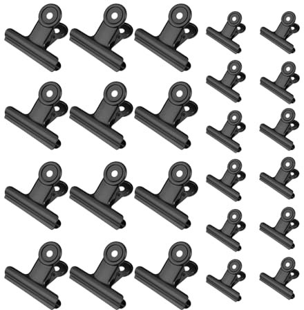 Bulldog Clips, 12 Stück Große Metallklammern 63mm mit 12 Stück Kleine Büro Klammern 22mm Schwarz Metall Bulldogge Büroklammern für Fotobilder Lebensmittelbeutel Kunsthandwerk
