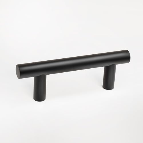 woplus Schrank Schublade Türgriff Ø: 12 mm Schrankgriff Gesamtlänge 100 mm Zieht Griffe Inkl. Schrauben Schwarz (Bohrlochabstand: 65 mm, 10 Stück)