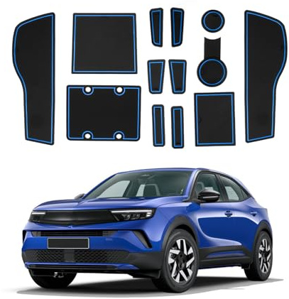 CDEFG Kompatibel mit Opel Mokka B/Mokka-e EV 2021 2022 2023 2024 2025 2026 Gummimatten Mittelkonsole Antirutschmatten rutschfest Becherhalter Gummi Matte Armlehne 2026 Zubehör (Blau)